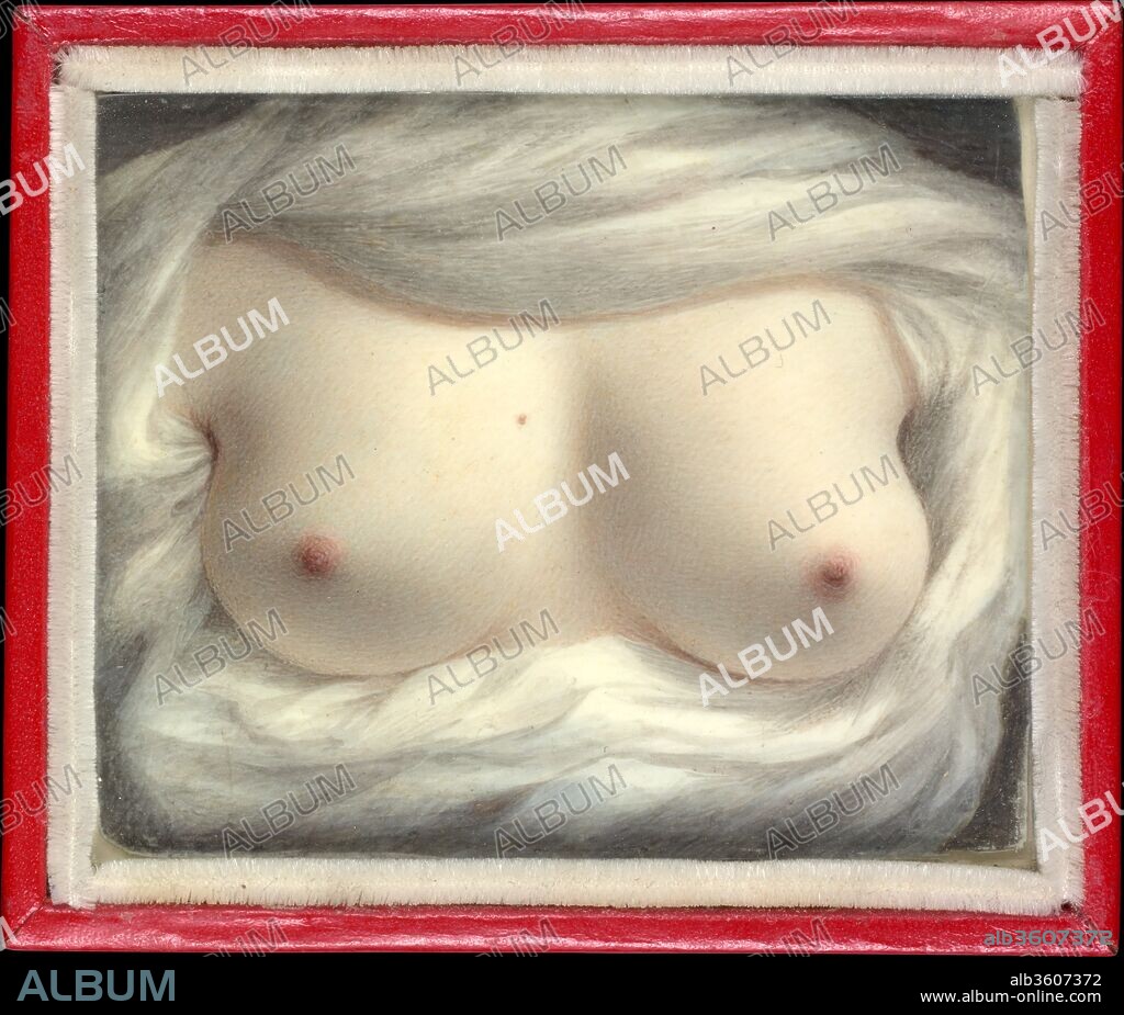 Beauty Revealed. Artist: Sarah Goodridge (1788-1853). Dimensions: 2 5/8 x 3 1/8 in. (6.7 x 8 cm). Date: 1828.
The Boston portraitist Sarah Goodridge painted this intimate self-portrait for the statesman Daniel Webster in 1828, the year of his first term as U.S. Senator. Their association is documented in forty-four letters that Webster wrote to Goodridge between 1827 and 1851. Webster sat for her at least twelve times over two decades, and she visited him in Washington, D.C.--the only time she is known to have left Boston. This provocative twist on the traditional lover's eye miniatures so popular in London demonstrates the artist's command of nuances of light and shadow and glowing tones captured through the use of transparent washes of watercolor on ivory.