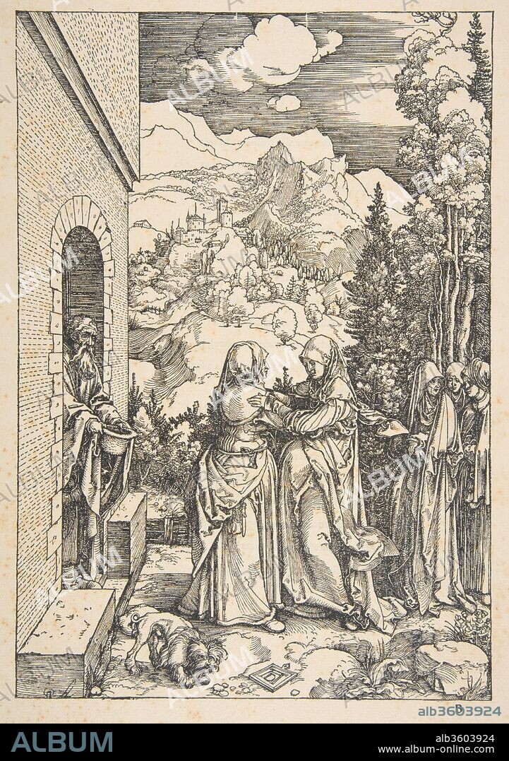 ALBERTO DURERO. The Visitation, from The Life of the Virgin. Artist: Albrecht Dürer (German, Nuremberg 1471-1528 Nuremberg). Dimensions: sheet: 17 x 11 3/4 in. (43.2 x 29.8 cm)
plate: 11 3/4 x 8 3/16 in. (29.8 x 20.8 cm). Date: 1503-4.