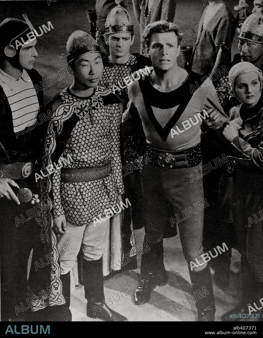 BUSTER CRABBE and HENRY BRANDON in BUCK ROGERS, 1939, directed by FORD BEEBE and SAUL A. GOODKIND.