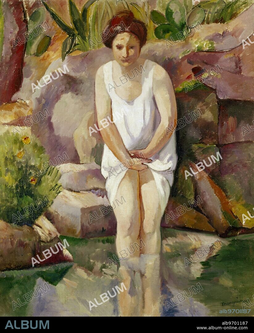 HENRI CHARLES MANGUIN. Nu le Bain. Manguin (1874-1943). Musee des Beaux-Arts, Nancay. Henri Manguin [French Fauvist Painter, 1874-1949] . Â©TopFoto.