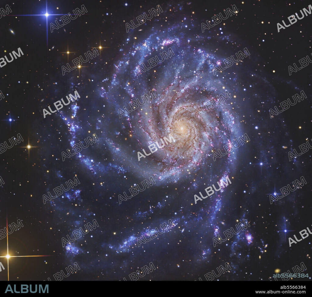 Located 27 million light years from Earth, NGC 5457 (The Great Northern Pinwheel) is a huge spiral galaxy that stretches over 170 light years across and is seen in the direction of Ursa Major, also known as the Big Dipper.