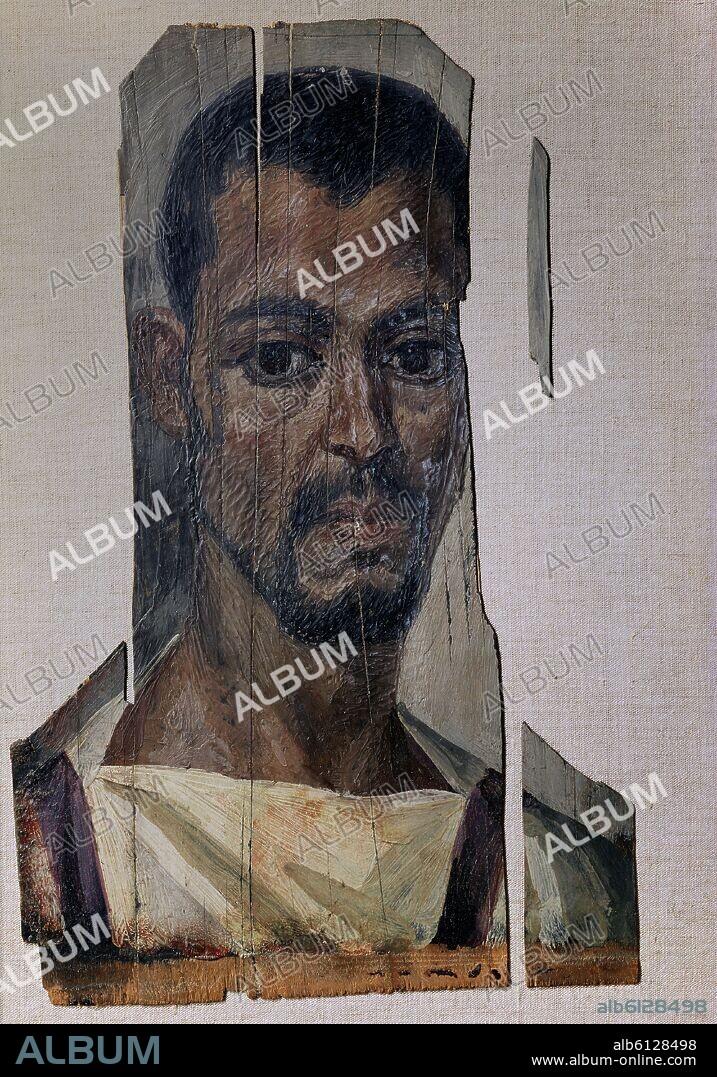 RETRATO DE UNA MOMIA DE EL-FAYUM - ARTE ROMANO - PROCEDENTE DE EL-FAYUM (EGIPTO) - (I-III DC).