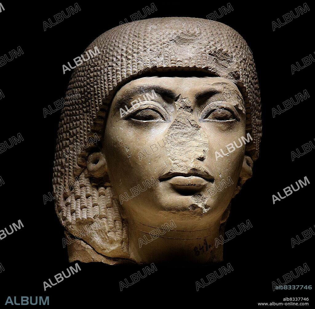 Head of an unknown ancient Egyptian nobleman. Possibly a portrait of Nakhtmin (Minnakht), a military general, during the reign of pharaoh Tutankhamun. 18th Dynasty of Ancient Egypt, New kingdom, 1550 - 1295 BC. Luxor.