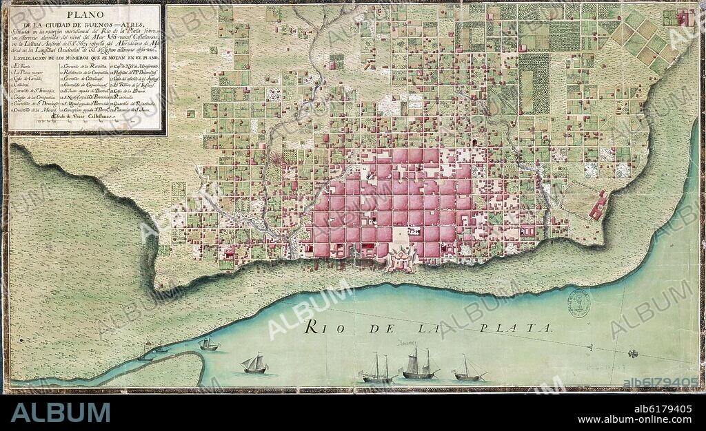 MAPA DE LA CIUDAD DE BUENOS AIRES - SIGLO XVIII.