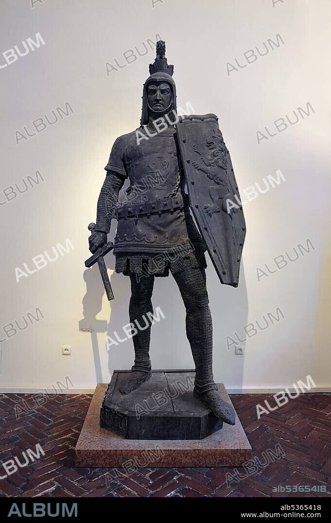 Statue of Herzog Heinrich der Loewe, Duke Henry the Lion, by Konrad von Knoll, zinc casting from 1864, Munich City Museum, Stadtmuseum, Munich, Bavaria, Germany, Europe.