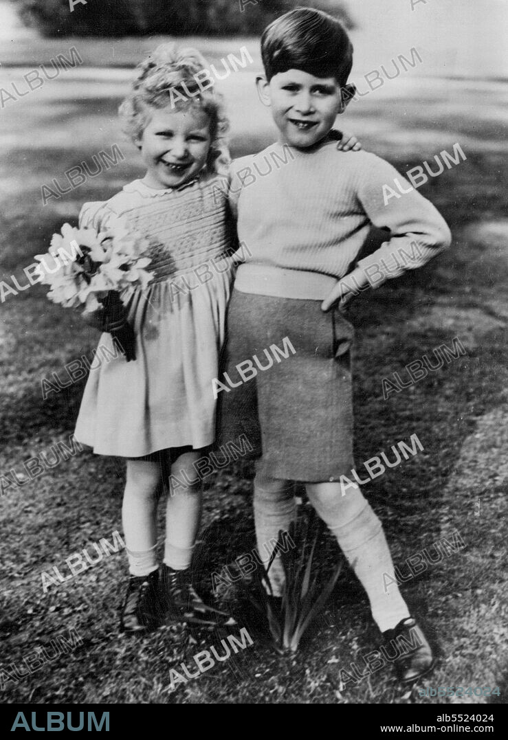 Prince Charles & Princess Anne - Together 1950 To 1960 - British Royalty. May 07, 1954. (Photo by Lisa Studios).