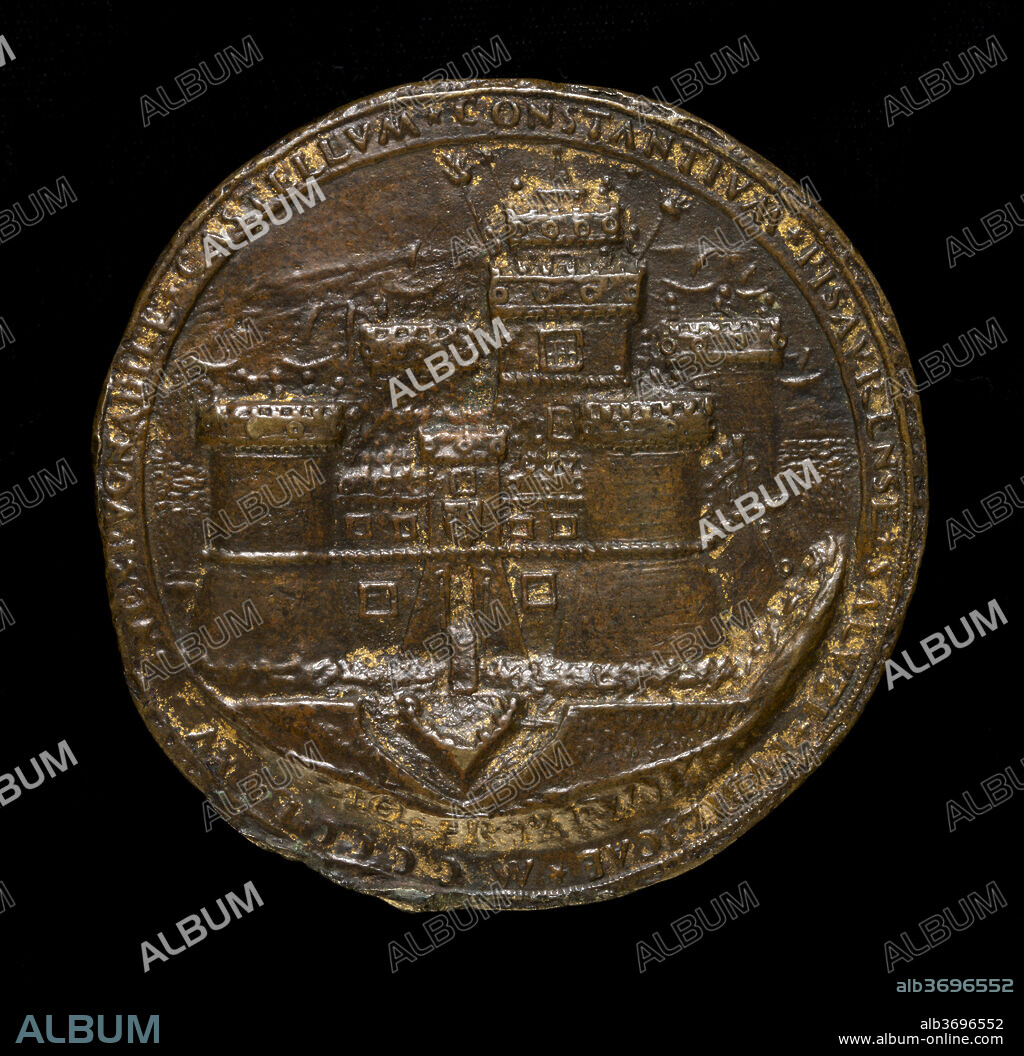 GIANFRANCESCO ENZOLA. The Castle of Pesaro [reverse]. Dated: 1475. Dimensions: overall (diameter): 8.23 cm (3 1/4 in.)  gross weight: 152.01 gr (0.335 lb.)  axis: 12:00. Medium: bronze//Old cast, untrimmed.