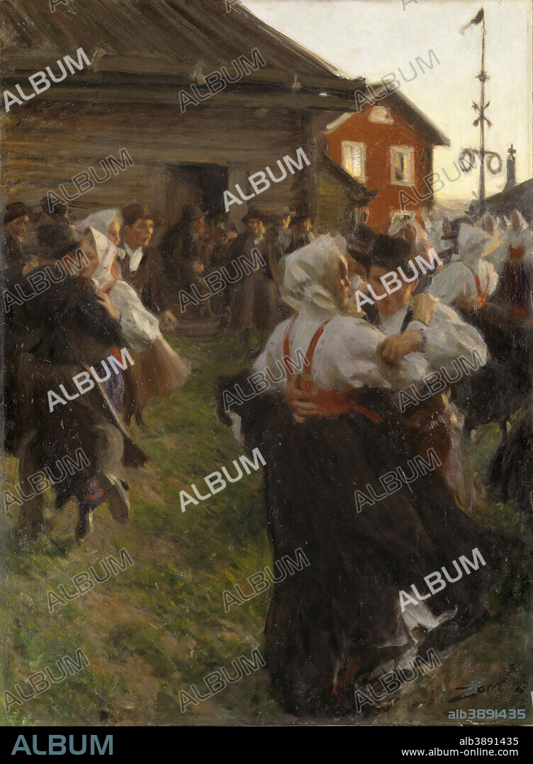 ANDERS ZORN. Midsommardans Midsummer Dance. Date/Period: 1897. Painting. Oil on canvas. Height: 1,400 mm (55.11 in); Width: 980 mm (38.58 in).