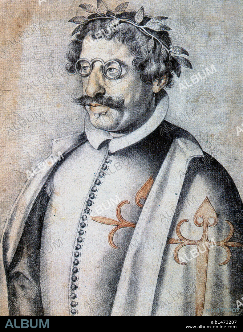 QUEVEDO, Francisco de (1580-1645). Escritor español. Dibujo de Francisco Pacheco. Museo Lázaro Galdiano. Madrid. España.