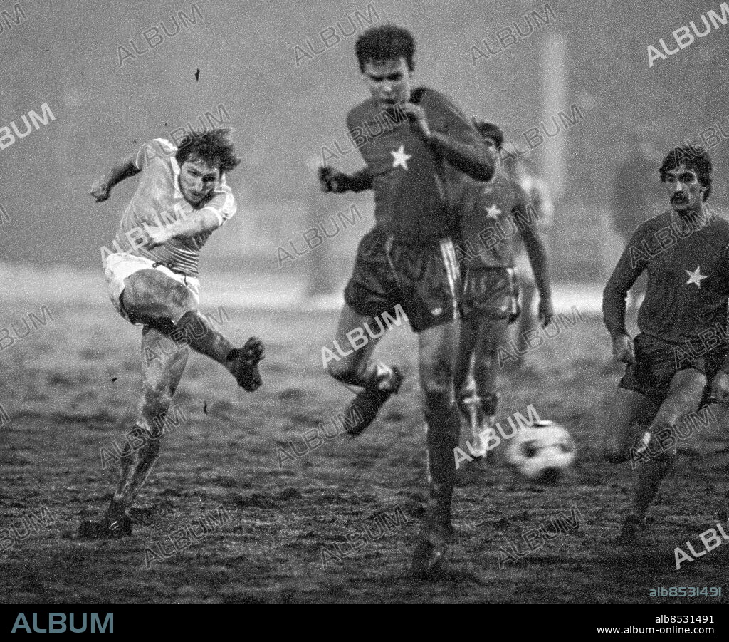 Krakow 19790307. Malmö FF i Europacupen 1978/1979.. Anders "Puskas" Ljungberg, Malmö FF i Europacupen 1979 mot Wisla Krakow. Foto: Torbjörn Andersson / EXP / TT / Kod: 4 . ** AFTONBLADET OUT **.