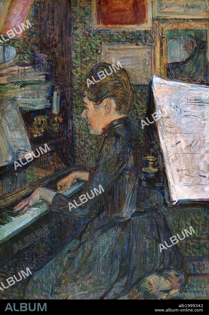 HENRI DE TOULOUSE LAUTREC. Henri de Toulouse-Lautrec / 'Mademoiselle Marie Dihau al piano', 1890, Óleo sobre cartón, 68 x 48,5 cm.