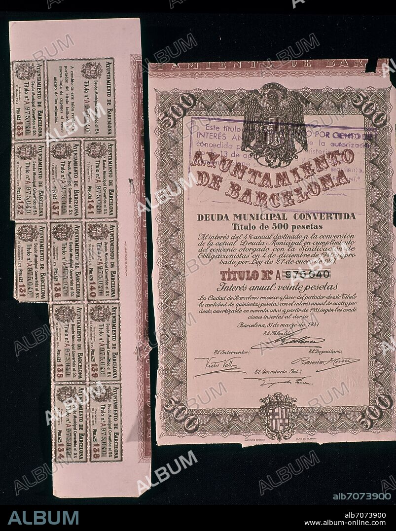 DEUDA AYUNTAMIENTO BARCELONA        31/MAR/1941.