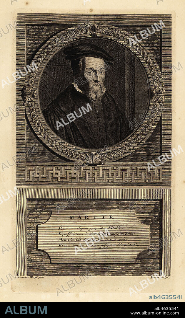 Peter Martyr Vermigli, Italian Reformed theologian. Copperplate engraving by Nicholas Pitaut after Adriaen van der Werff from Isaac de Larreys Histoire dAngleterre, dEcosse et dIrlande, Reinier Leers, Rotterdam, 1713.
