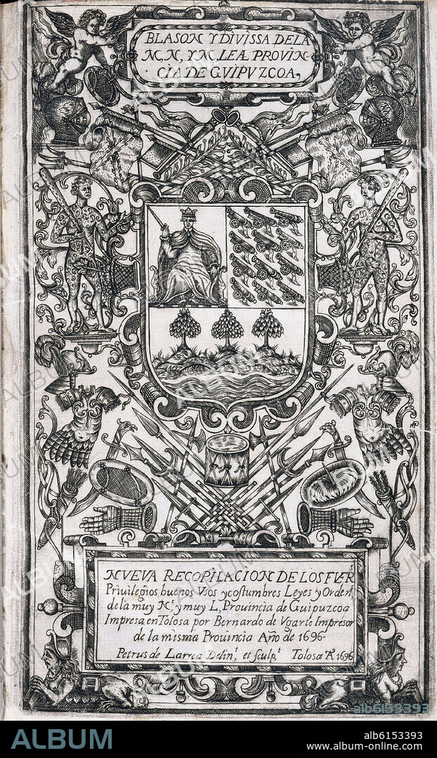 NUEVA RECOPILACION DE LOS FUEROS DE LA PROVINCIA DE GUIPUZCOA - 1696.