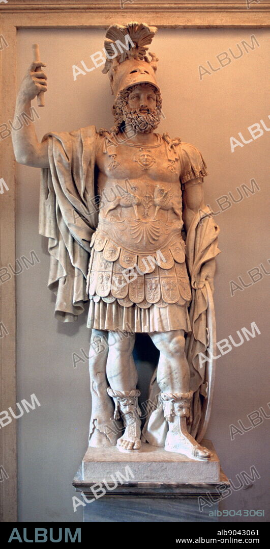 A 1st-century Mars Ultor, found in the Forum of Nerva (Capitoline Museums, Rome). In ancient Roman religion and myth, Mars (Latin: M?rs, [mars]) was the god of war and also an agricultural guardian, a combination characteristic of early Rome. Augustus created the cult of 'Mars the Avenger' to mark two occasions: his defeat of the assassins of Caesar at Philippi in 42 BC, and the negotiated return of the Roman battle standards that had been lost to the Parthians at the Battle of Carrhae in 53 BC.