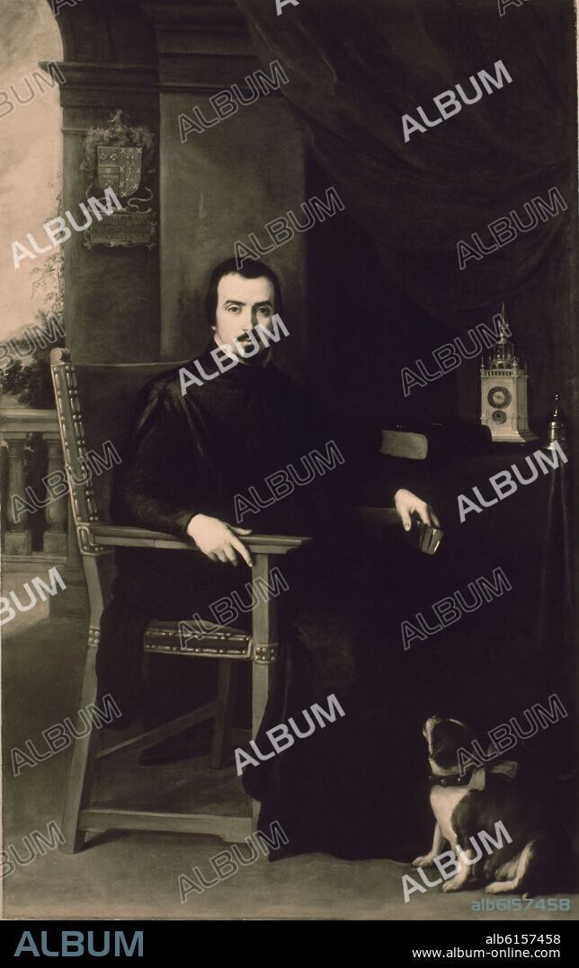 BARTOLOMÉ ESTEBAN MURILLO. FOTOGRAFIA EN BLANCO Y NEGRO - RETRATO DE JUSTINO DE NEVE (1625-1685) CANONIGO DE LA CATEDRAL DE SEVILLA - SIGLO XVII - BARROCO ESPAÑOL.