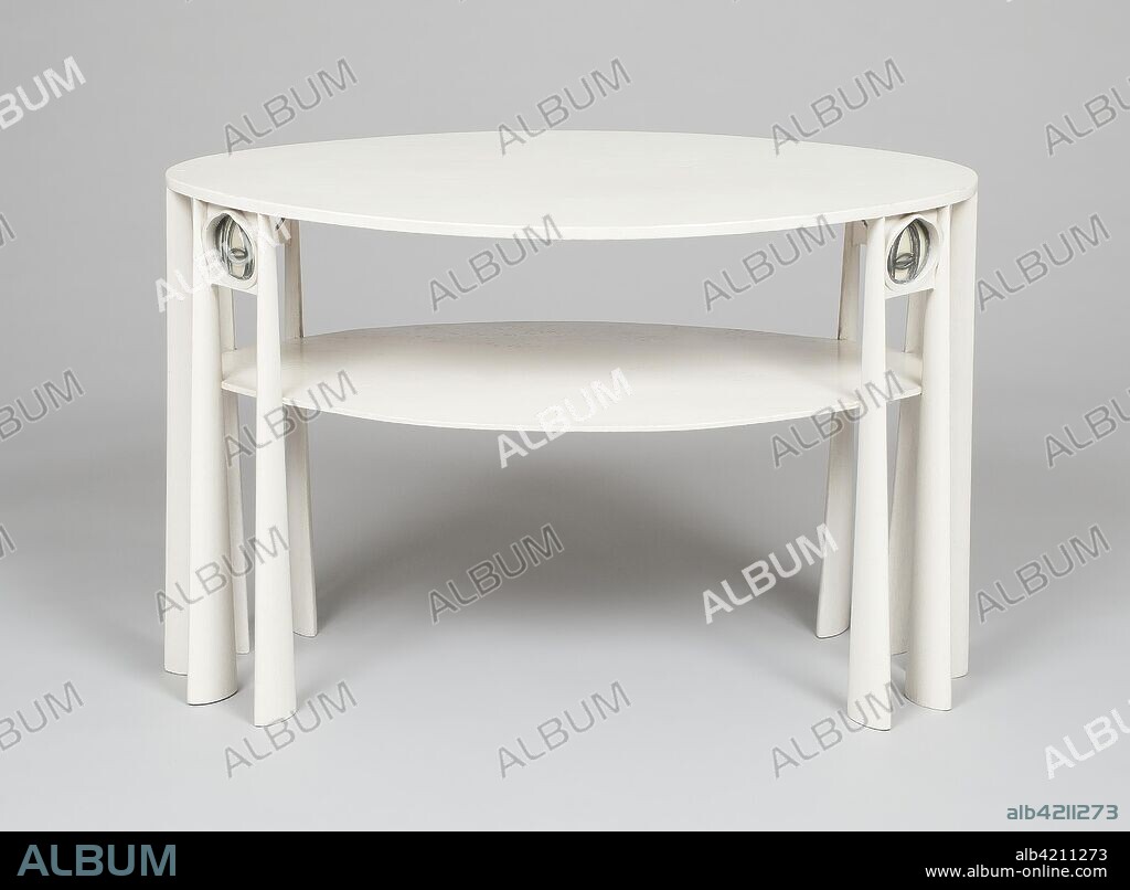 Table. Designed by Charles Rennie Mackintosh; Scottish, 1868-1928; Glasgow, Scotland. Date: 1902. Dimensions: 61 × 92 × 50.2 cm (24 × 36 1/4 × 19 3/4 in.). Painted and white wood and clear and opaque leaded-glass insets. Origin: Glasgow.