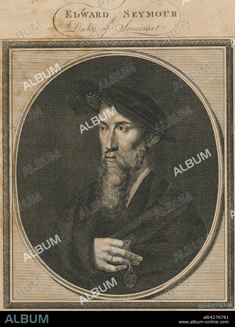 'Edward Seymour, Duke of Somerset, 1785. Edward Seymour, 1st Duke of Somerset (1500-1552), Lord Protector of England during the Tudor period from 1547 until 1549. From "The History of England" by Paul de Rapin-Thoyras. [Harrison, London, England].