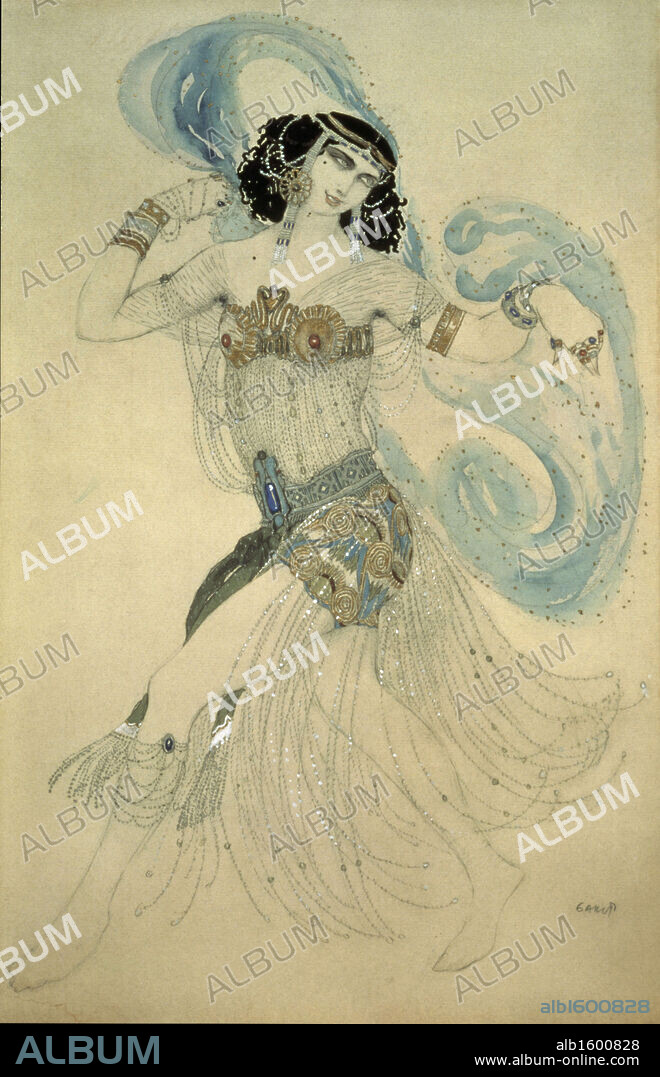 Dance of the Seven Veils  (Salome)   1908  Leon Bakst (1866-1924/Russian)  Painting     Tretiakov Gallery, Moscow.