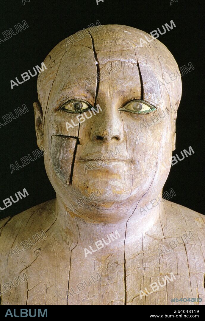 Wooden statue of Ka-Aper, Cairo Museum, Egypt. Ka-Aper was a priest during the reign of the 5th dynasty Ancient Egyptian Pharaoh Userkaf, who ruled from 2494 to 2487 BC. The statue was found in his mastaba (tomb) at Saqqara.