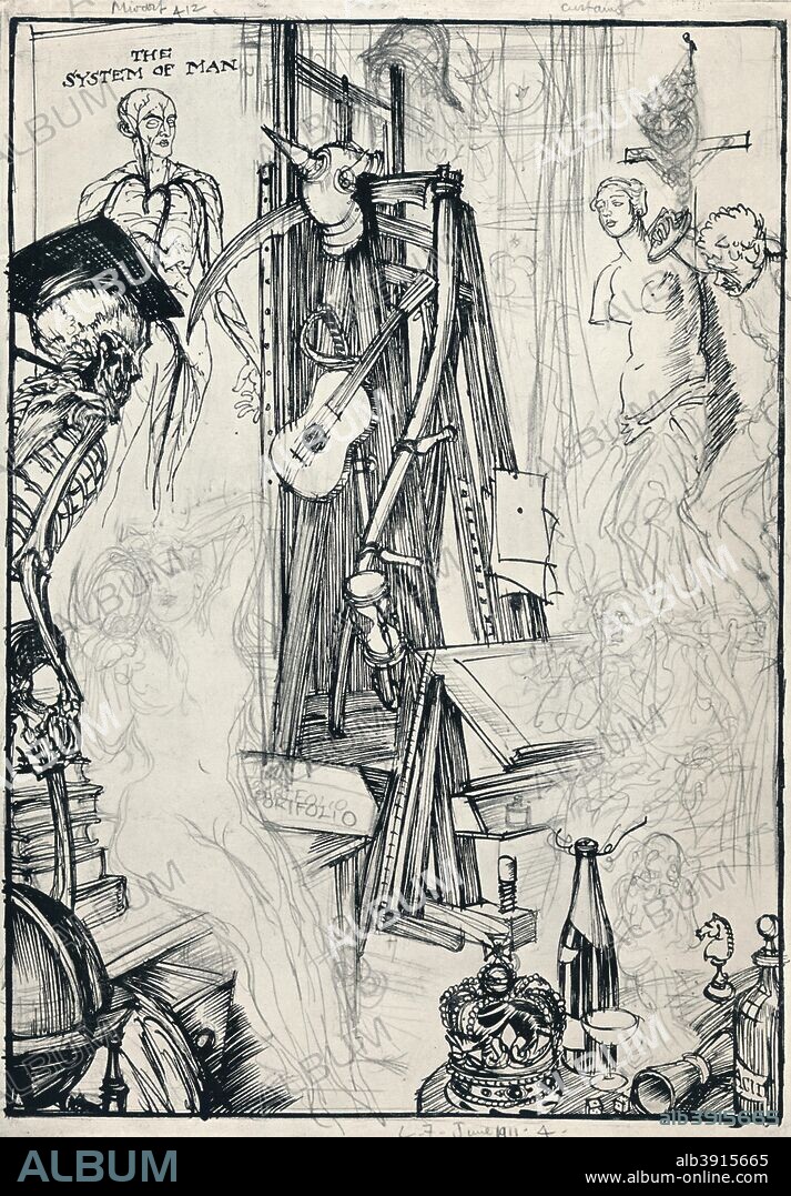 'The Cartoonist - Stage IV', c1920. From The Art of the Illustrator - E J Sullivan and his work, by Percy V Bradshaw. [The Press Art School, London, c1920].