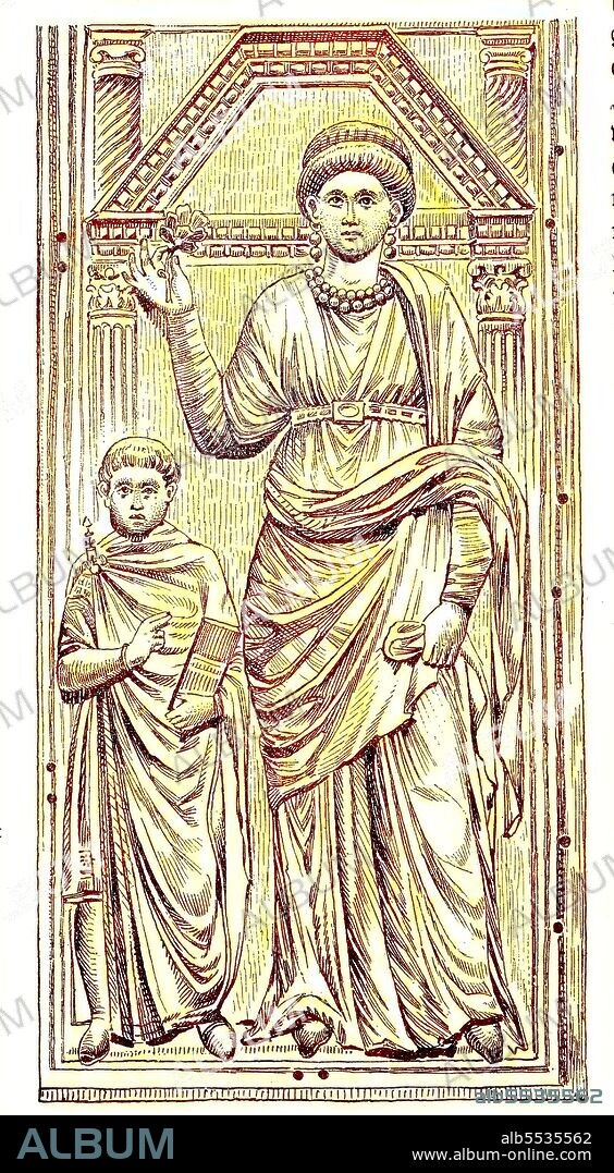 Galla Placida and her son Valentinian III, Aelia Galla Placida, 388-. 450 on November 27, a daughter of the Roman Emperor Theodosius I, granddaughter of Valentinian I., mother of the future emperor Valentinian III. and as such a number of years de facto ruler of the Western Roman Empire.