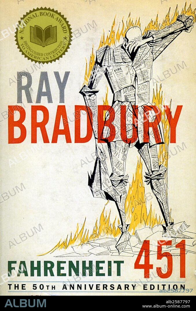 "Fahrenheit 451" a dystopian novel by Ray Bradbury. The 1966 film stars Oskar Werner.
