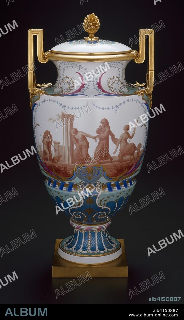 MANUFACTURE NATIONALE DE SEVRES. Vase. Sèvres Porcelain Manufactory; French, founded 1740; Designer: Emile Renard; French, 1850-1930; Enameler: Bernard Pine; French, 19th century; Painter: Paul Roussel; French, 19th century. Date: 1859-1860. Dimensions: H. 55 cm (21.6 in.). Hard-paste porcelain, polychrome enamels, and gilding; gilt bronze mounts. Origin: Sèvres.
