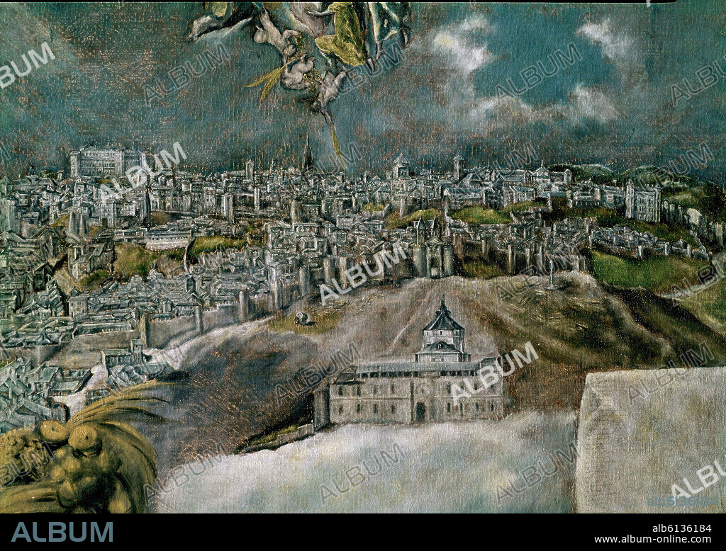 EL GRECO. VISTA Y PLANO DE TOLEDO - 1608/1614 - DETALLE CENTRAL - O/L -  RENACIMIENTO ESPAÑOL/MANIERISMO ESPAÑOL - Conj nº 313.
