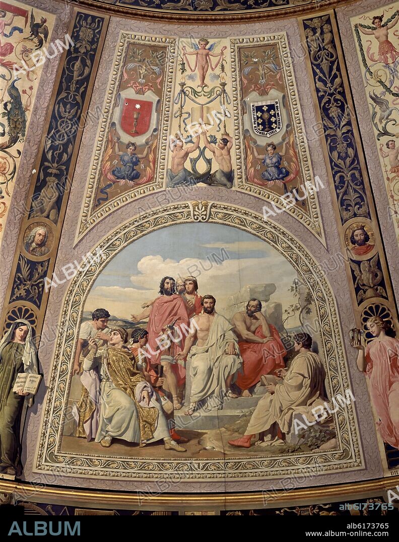 CARLOS LUIS DE RIBERA Y FIEVE. PINTURA MURAL DE LA BOVEDA DEL SALON DE SESIONES - 1850/53 - DETALLE -  LEGISLADORES DE LA EPOCA GRECO-ROMANA.
