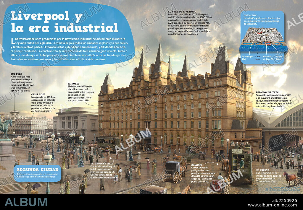 Liverpool y la era industrial. Infografía sobre la transformación que vivió la ciudad inglesa de Liverpool con la Revolución Industrial.