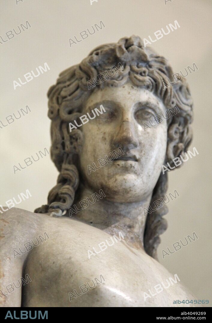 Statue of Eros, 2nd century. Roman, after a Greek original of the first half of the 4th century BC. In Greek mythology, Eros was the God of Love. His Roman equivalent was Cupid. Found in the collection of The Hermitage, St Petersburg.