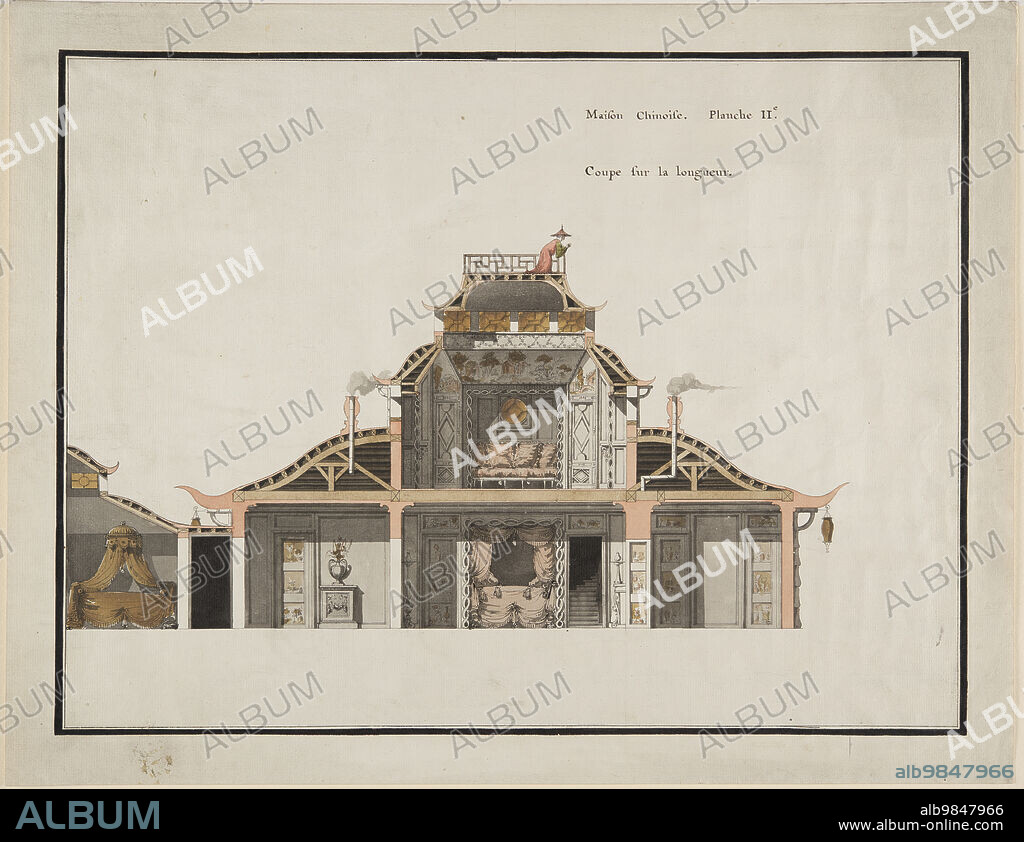 FRANçOIS NICOLAS HENRI RACINE DE MONVILLE. The Chinese pavilion at Le Désert de Retz, cross section.