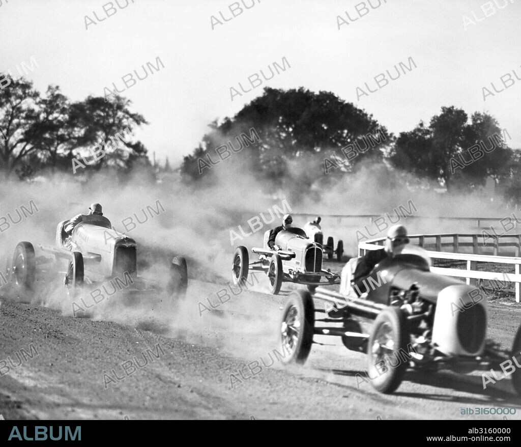 Hollywood, California: c. 1932 A race car scene in a Warner Brothers movie.
