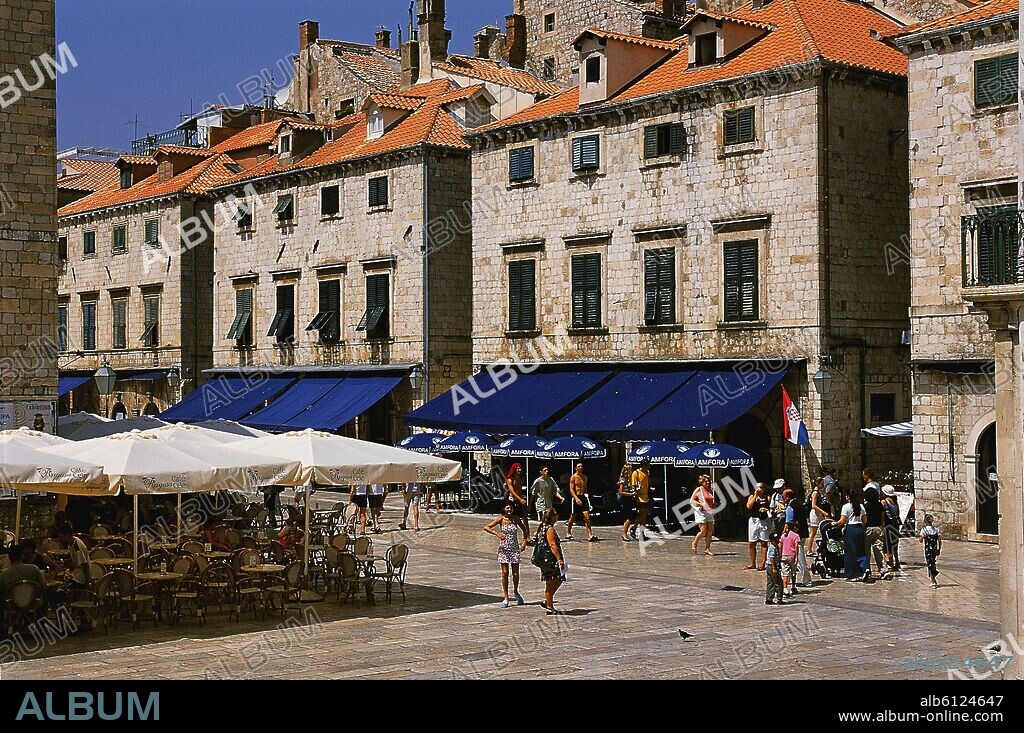 The Stradun is the main shopping boulevard of Dubrovnik, Croatia. Since 1979 the Old Town of Dubrovnik is a world heritage site of the Unesco. (undated picture).