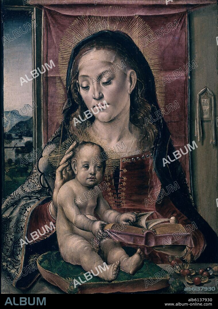 PEDRO BERRUGUETE. VIRGEN CON EL NIÑO - HACIA 1490 - OLEO/LIENZO - 58x43 cm - NP 2709 - RENACIMIENTO ESPAÑOL.