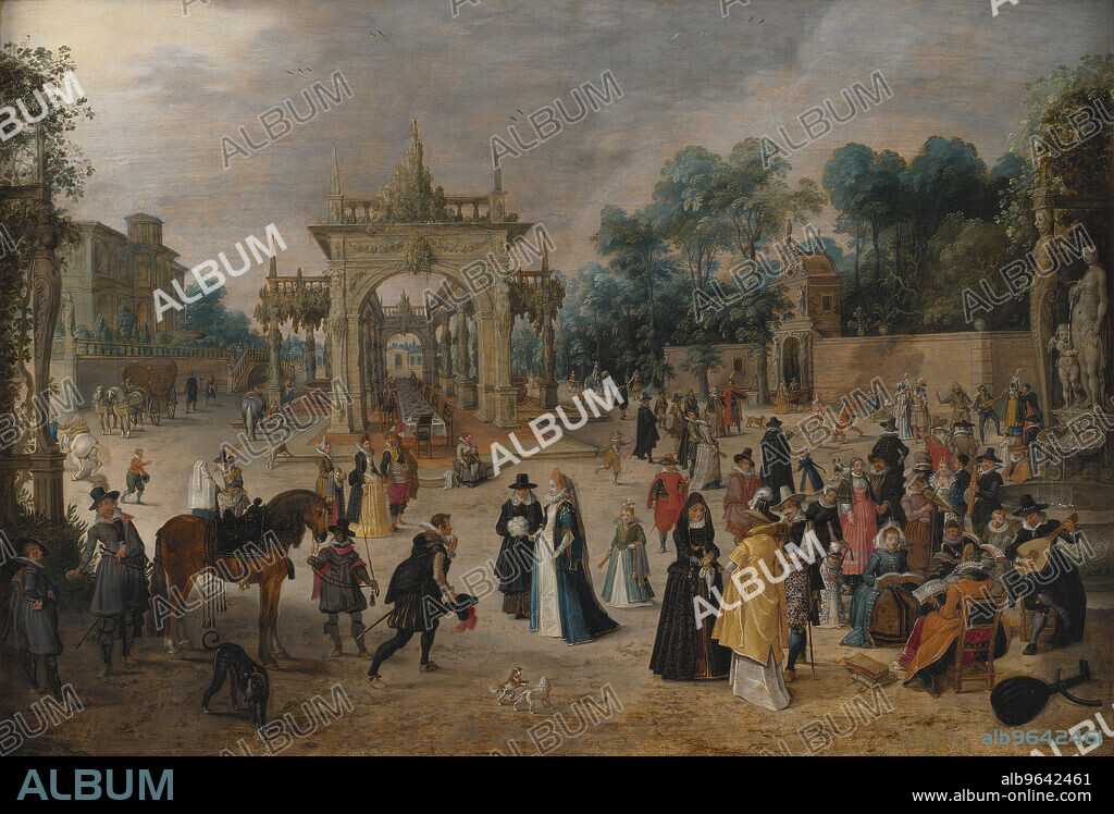 SEBASTIAN VRANCX. A Feast in an Italian Villa;Festival in a Palace Garden, 1618-1621.