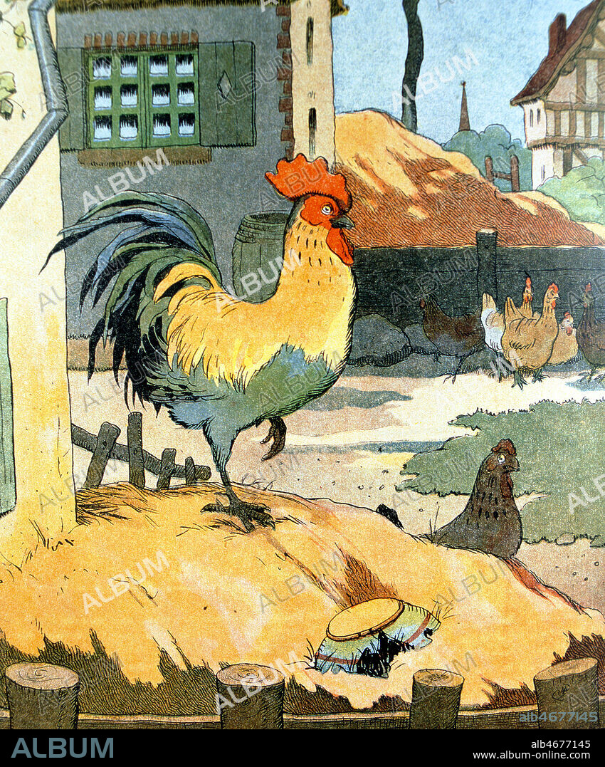 Le coq dans sa basse cour. Illustration de 1911 par Benjamin RABIER (1864-1939) pour L'Histoire naturelle de BUFFON. Credit : Coll. Perrin/KHARBINE-TAPABOR.