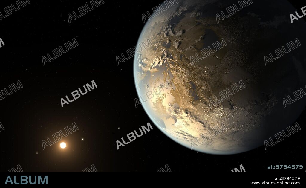 Artist's concept depicts Kepler-186f, the first validated Earth-size planet to orbit a distant star in the habitable zone - a range of distance from a star where liquid water might pool on the planet's surface. The discovery of Kepler-186f confirms that Earth-size planets exist in the habitable zones of other stars and signals a significant step closer to finding a world similar to Earth. The size of Kepler-186f is known to be less than ten percent larger than Earth, but its mass, composition and density are not known. Previous research suggests that a planet the size of Kepler-186f is likely to be rocky. Prior to this discovery, the "record holder" for the most "Earth-like" planet went to Kepler-62f, which is 40 percent larger than the size of Earth and orbits in its star's habitable zone. Kepler-186f orbits its star once every 130 days and receives one-third the energy that Earth does from the sun, placing it near the outer edge of the habitable zone.