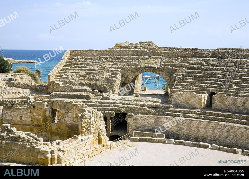 Roman amphitheatre, Tarragona, Catalonia, Spain, 2007. Known as Tarraco in Roman times, Tarragona was the capital of the province of Hispania Tarraconensis. The ampitheatre was built in the 2nd century AD, sited close to the forum.