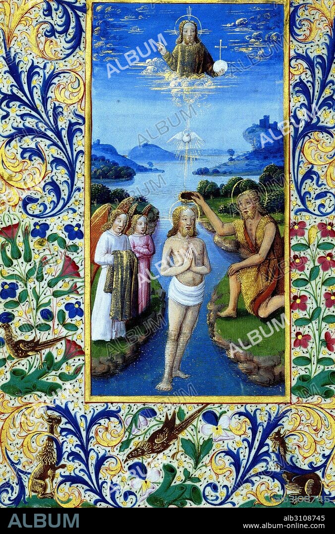 Libro de Horas de Luis de Orleans: El bautismo de Cristo              V88.