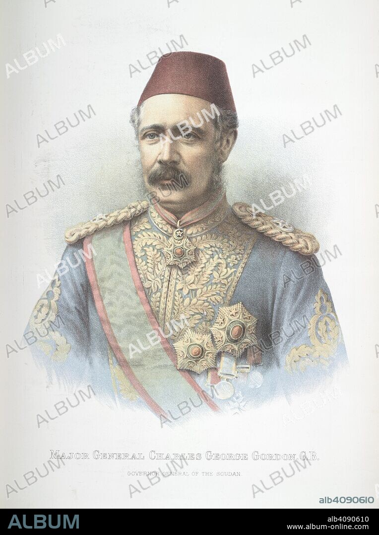 Major General Charles Gordon. Illustrated London News. Extra supplement. London, March 22nd, 1884. Major General Charles Gordon, C.B. (1833-1885). English general. Portrait.  Image taken from Illustrated London News. Extra supplement.  Originally published/produced in London, March 22nd, 1884. . Source: P.P.7611 volume 84, opposite 270. Language: English.