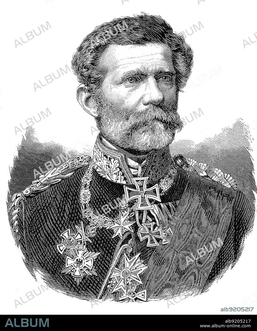 Edwin Karl Rochus Freiherr von Manteuffel, 24. Februar 1809 bis 17. Juni 1885, ein preußischer Generalfeldmarschall und Statthalter von Elsaß Lothringen / Edwin Karl Rochus Freiherr von Manteuffel, February 24, 1809-June 17, 1885, a Prussian field marshal general and governor of Alsace Lorraine, Historisch, historical, digital improved reproduction of an original from the 19th century / digital restaurierte Reproduktion einer Originalvorlage aus dem 19. Jahrhundert, genaues Originaldatum nicht bekannt.