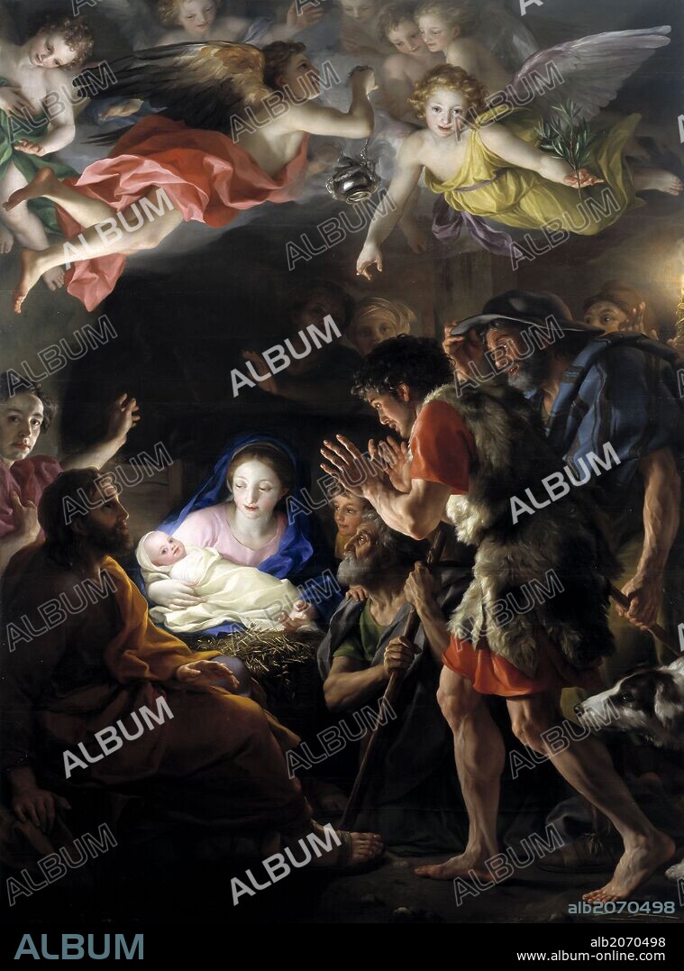 ANTON RAPHAEL MENGS. Anton Rafael Mengs / 'Adoración de los pastores', Hacia 1770, Escuela Alemana, Óleo sobre Tabla, 256 cm x 190 cm, P02204.