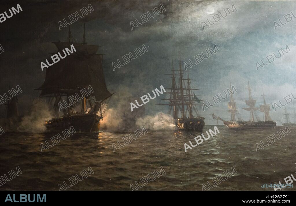 Eduardo de Martino, combate naval, óleo sobre tela, Museo Nacional de Bellas Artes (MNBA) ,Buenos Aires, republica Argentina, cono sur, South America.