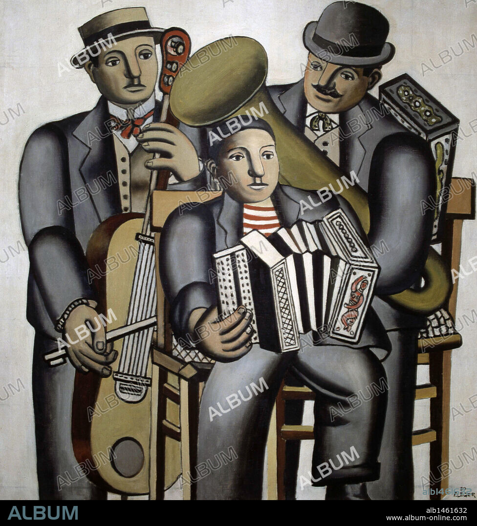 ARTE S. XX. FRANCIA. FERNAND LEGER (1881-1955). Pintor francés. En 1909 se unió a los cubistas, tras una etapa impresionista y entró a formar parte del círculo de kahnweiler (1913). "LOS TRES MUSICOS" (1930). Museo Von der Heydt. Wuppertal. Alemania.