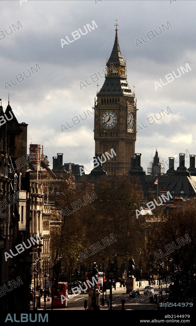Elizabeth Tower Clock (Nicknamed 'Big Ben') at the Palace of Westminster in London. Designed by Augustus Pugin and completed in 1858 AD. (Photo by: Universal History Archive/UIG via Getty Images).