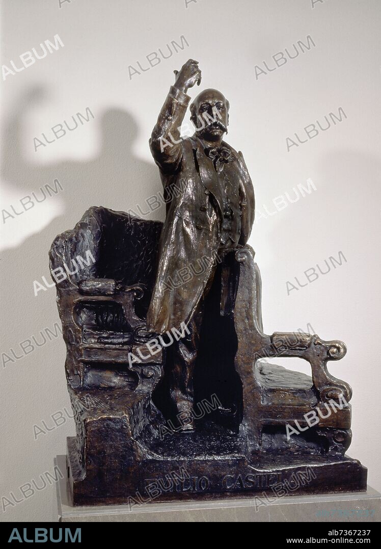 MARIANO BENLLIURE Y GIL. ESCULTURA EN BRONCE DE EMILIO CASTELAR HABLANDO DESDE SU ESCAÑO DE DIPUTADO - 1913 - MAQUETA PARA EL MONUMENTO DEL PASEO DE LA CASTELLANA.