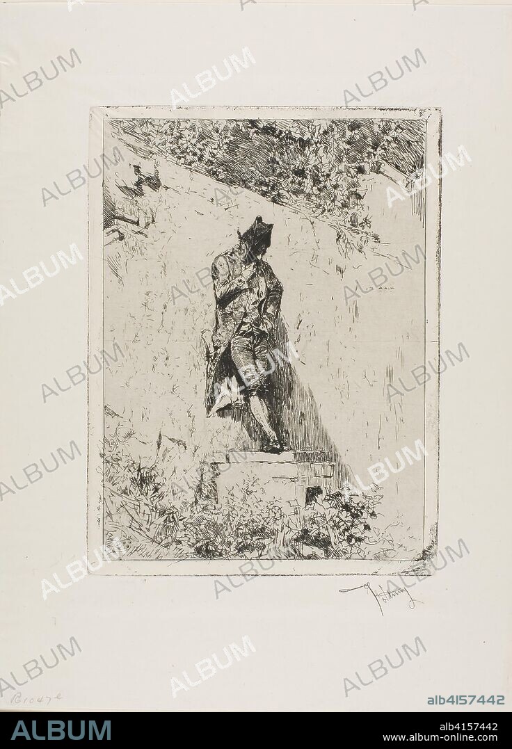 MARIANO FORTUNY Y MARSAL. Meditation. Mariano José María Bernardo Fortuny y Carbó; Spanish, 1838-1874. Date: 1858-1874. Dimensions: 215 x 160 mm. Etching on paper. Origin: Spain.