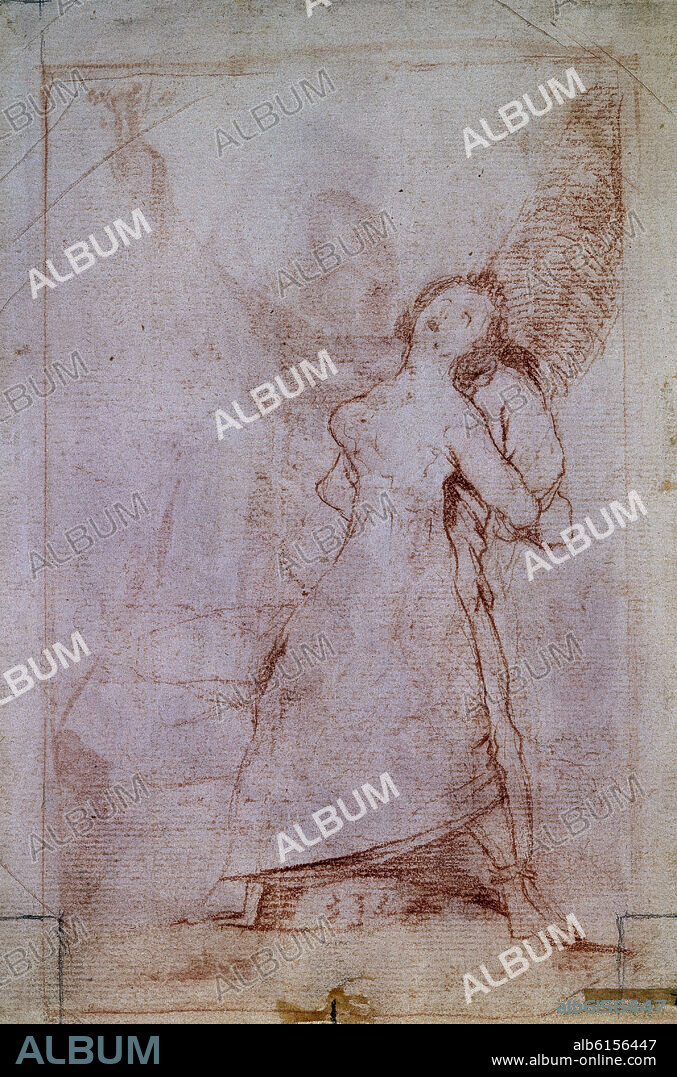 FRANCISCO DE GOYA. DIBUJO PREPARATORIO PARA EL CAPRICHO 75 - NO HAY QUIEN NOS DESATE? - SIGLO XVIII.